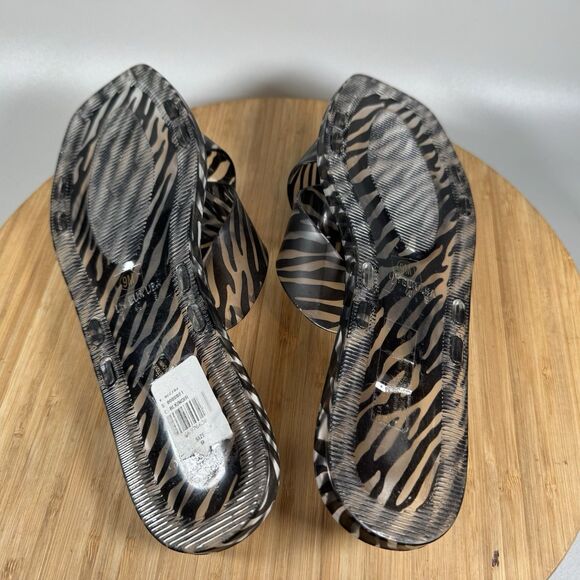 Matisse Anthropologie Jelly Black & Clear Zebra Print Slides Sz 9 - Picture 6 of 7